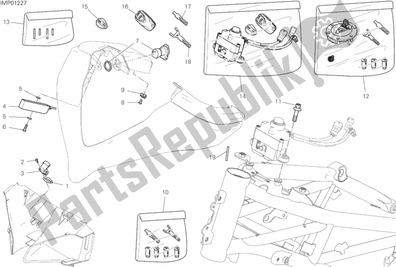 Alle onderdelen voor de Kabelboom Vooraan van de Ducati Multistrada 950 S Touring 2019